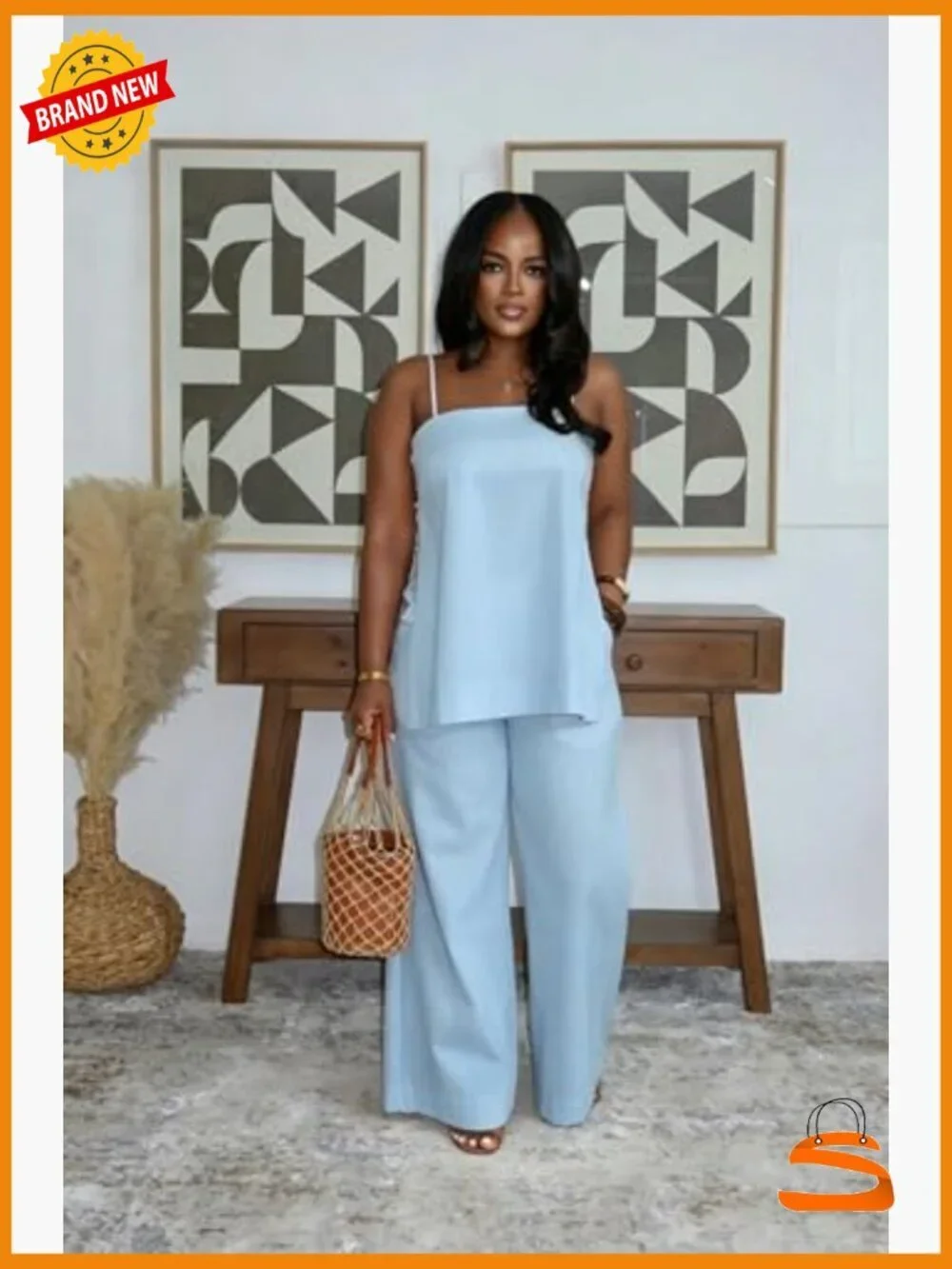 2 Piece Set Sleeveless Tank Top Wide Leg Pants Matching Summer Outfit